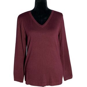 NWT Linea‎ Louis Dell Olio Sweater SMALL Burgundy Red Rayon Knit Long Sl Casual